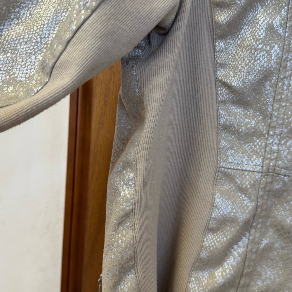 Chico's Plus Size Metallic Cream Gold Women's Blazer Jacket Coat size 3 - Picture 3 of 6